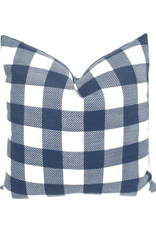 Navy Gingham Print Outdoor Pillow Covers